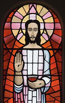 John Petts, stained glass image of the risen Christ, 1986