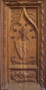 Pew end at Llanwenog.