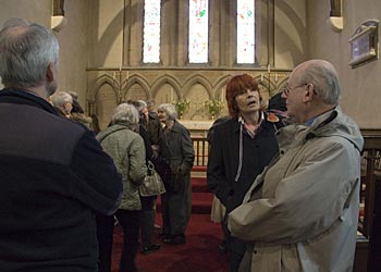 Conference delegates visiting Llangorwen Church.