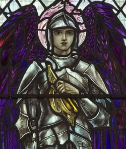 Figure of St Michael in armour.