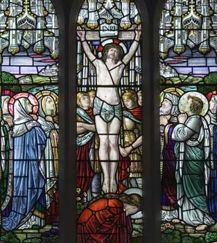 Stained glass depicting the Crucifixion