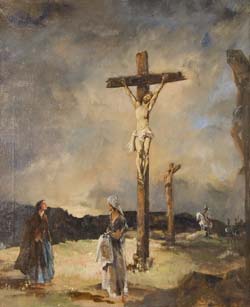 Painting of the Crucifixion by Francis Murray Russell Flint